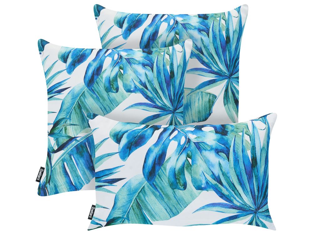 Gartenkissen 3er Set BOWENIA Pflanzenmuster 30 x 50 cm 45 x 45 cm Bunt