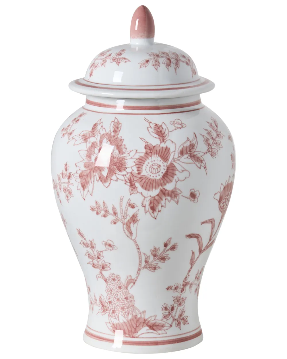 Wazon z pokrywką SEWILLA 38 cm Porcelana Czerwony/ biały