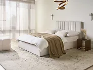Cama con almacenaje TARASCON Tela Beige claro 140 x 200 cm_1187162