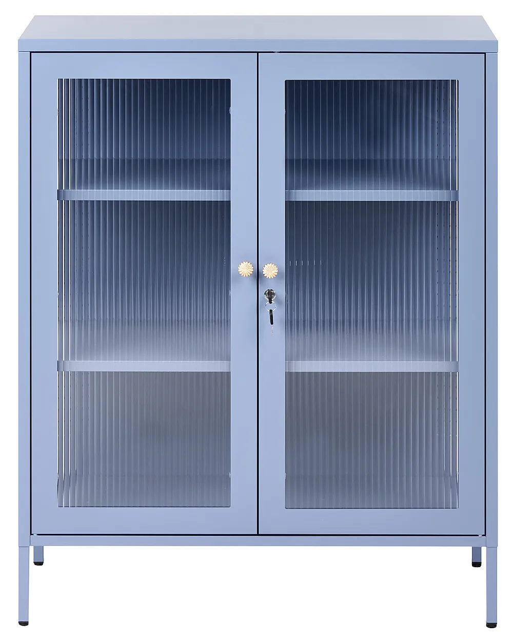 Glass Display Cabinet HARLYN  90 cm Metal Blue_1160854
