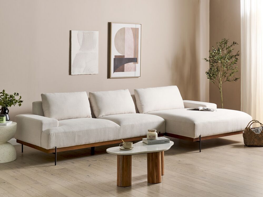 Divano angolare MARIFERD Tessuto Beige chiaro Lato Sinistro