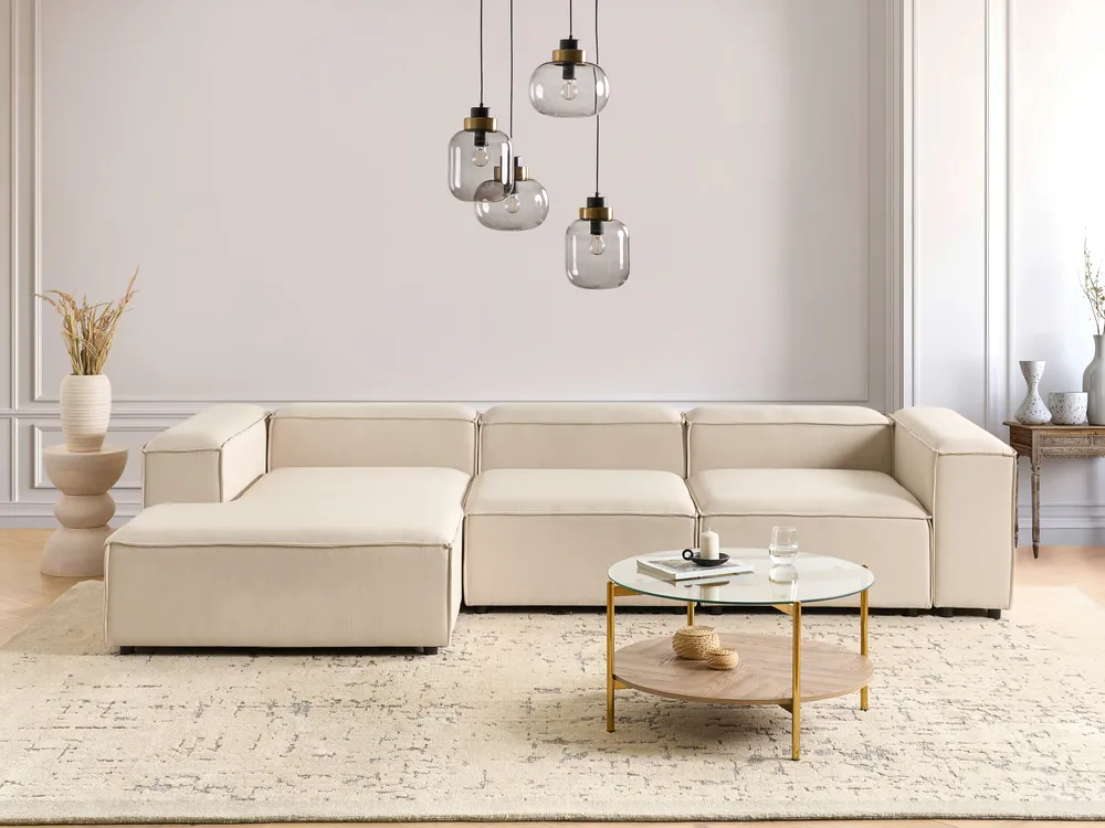 Modular Corner Sofa 4 Seater ARDAL Fabric Beige Right Hand