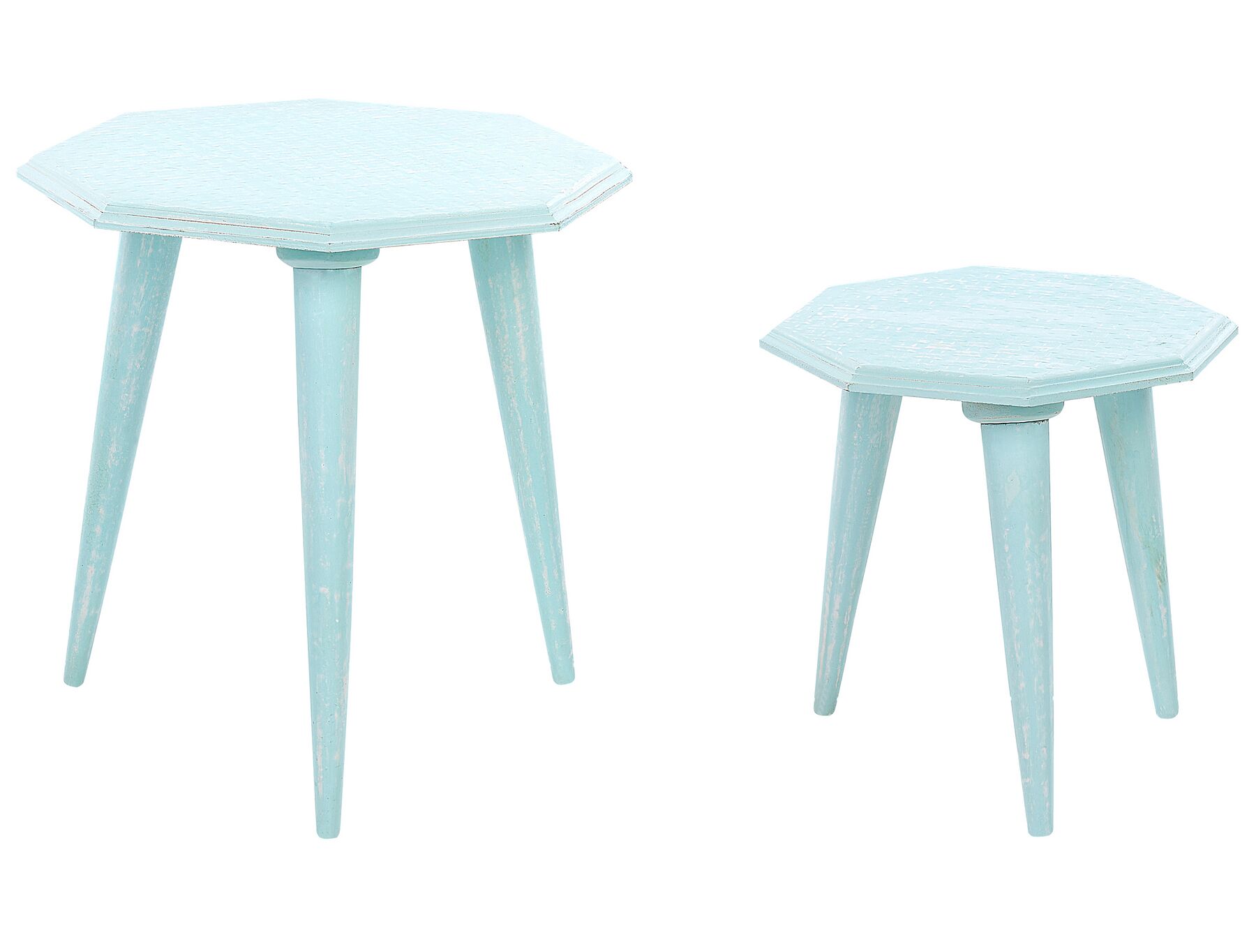 Set of 2 Wooden Side Tables Blue KANRI_852185