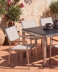 Set di 6 sedie da giardino GROSSETO Acciaio inox Beige_768714