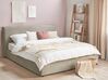 Zamatová posteľ s úložným priestorom 180 x 200 cm sivobéžová LAVAUR_870919