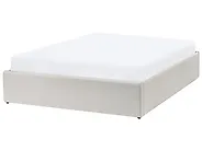 Bett mit Stauraum ohne Kopfteil DINAN Stoff Cremeweiß 120 x 200 cm_1187487