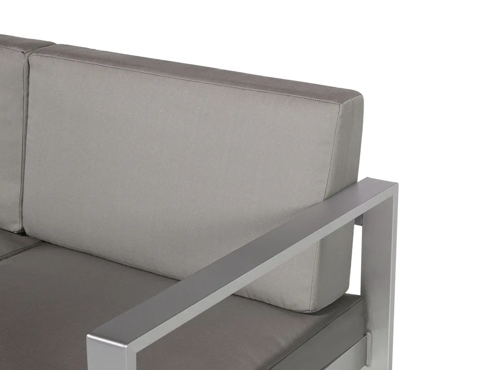Garden Bench with Cushion SALERNO 142 cm Metal Dark Grey_679505