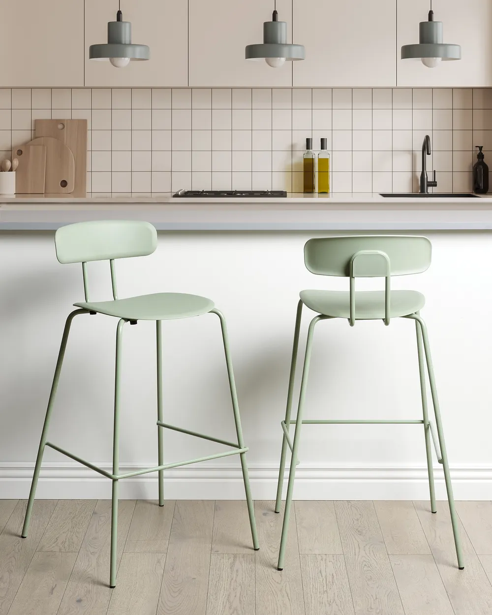 Set of Bar Chairs SIBLEY Light Green