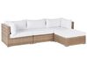 Lounge Set Rattan naturfarben 4-Sitzer linksseitig modular Auflagen weiß SANO II_931951