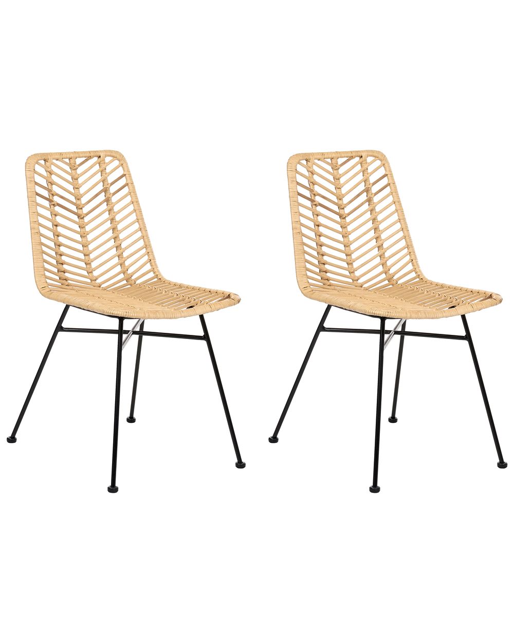 Set of 2 Dining Chairs DILLEY Rattan Natural