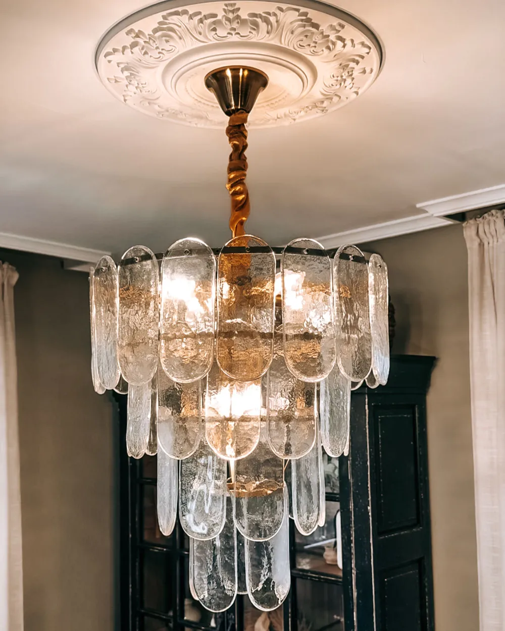 Chandelier CARAVELI Glass Brass_1078629