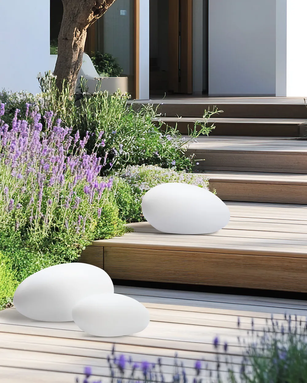 Set di 3 lampade decorative a LED per esterni FARALLON con telecomando Bianco_960833