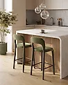 Set of 2 Bar Chairs LAKEVILLE Chenille Green
