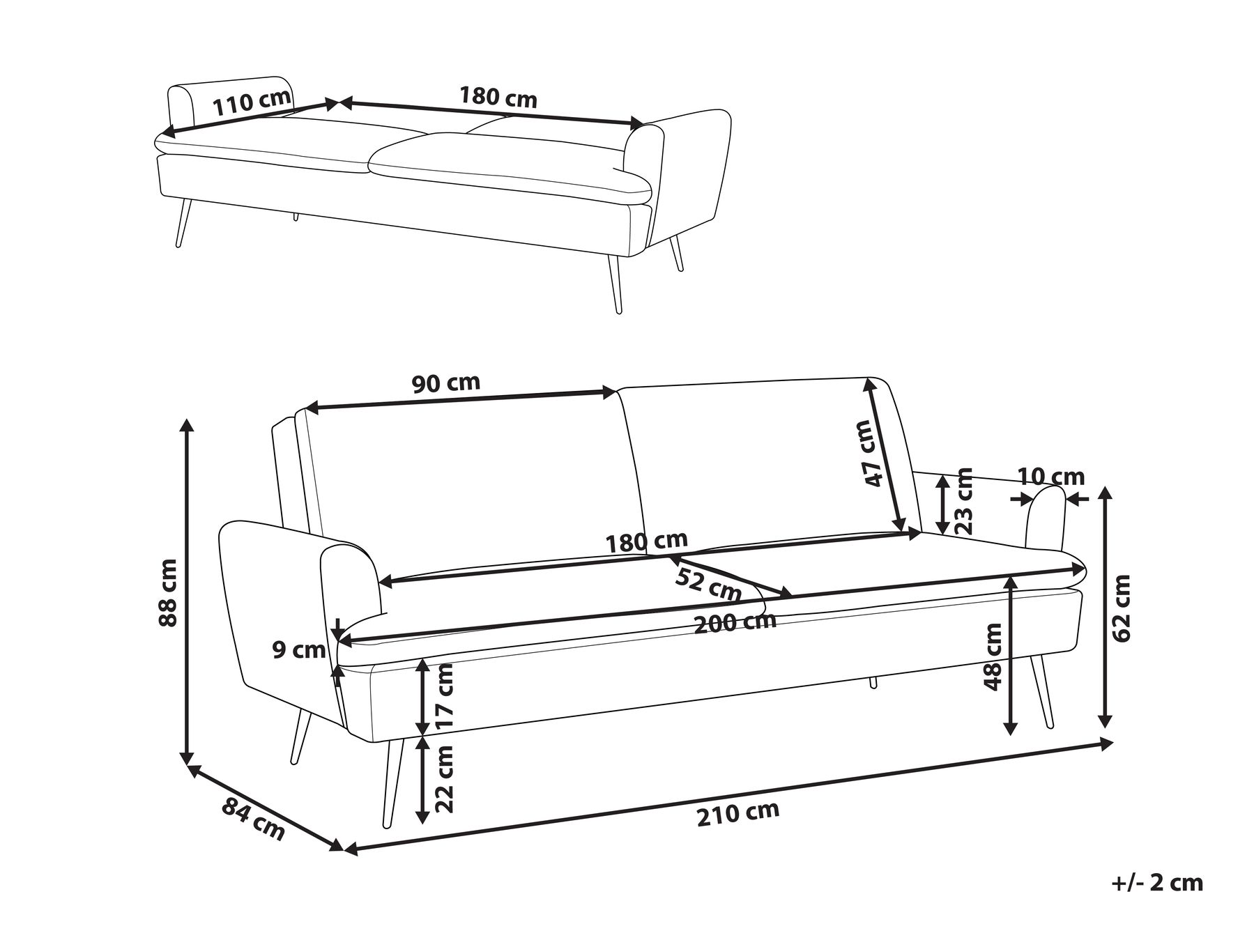 Velvet Sofa Bed Light Beige VETTRE_881043