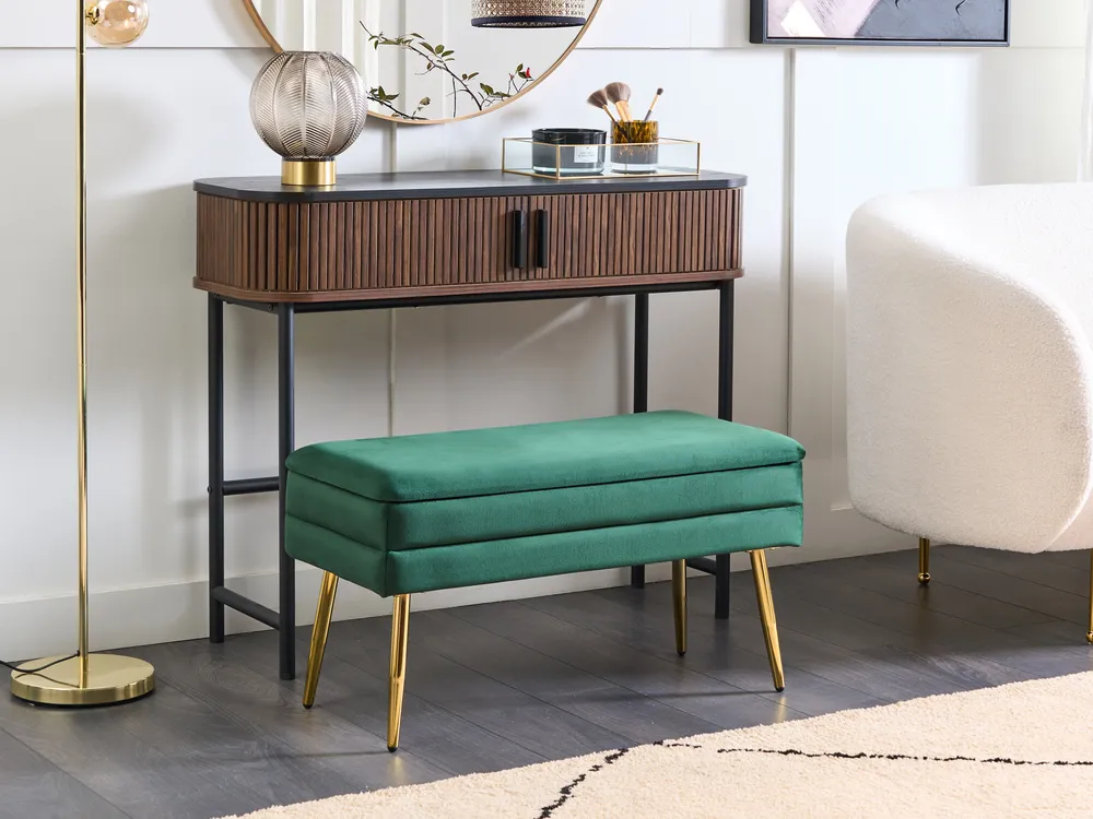 Storage Bench DURHAM Velvet Dark Green - Main Image