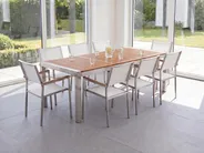 Set da pranzo da giardino 8 posti GROSSETO Legno d'eucalipto Marrone/Bianco_768549