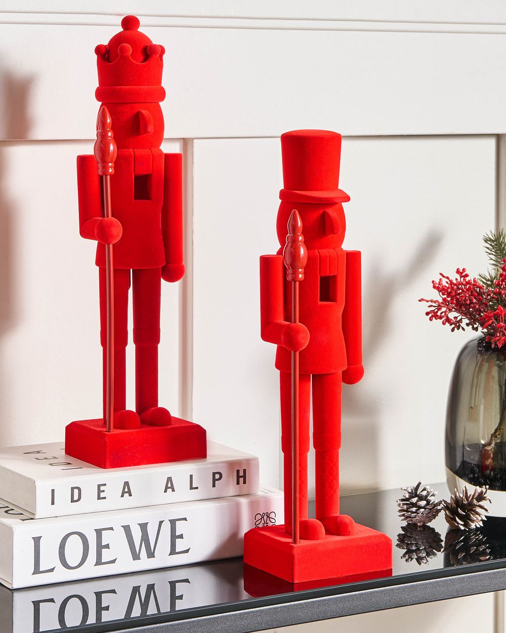 Conjunto de 2 figuras FLATEY 40 cm Cascanueces Rojo