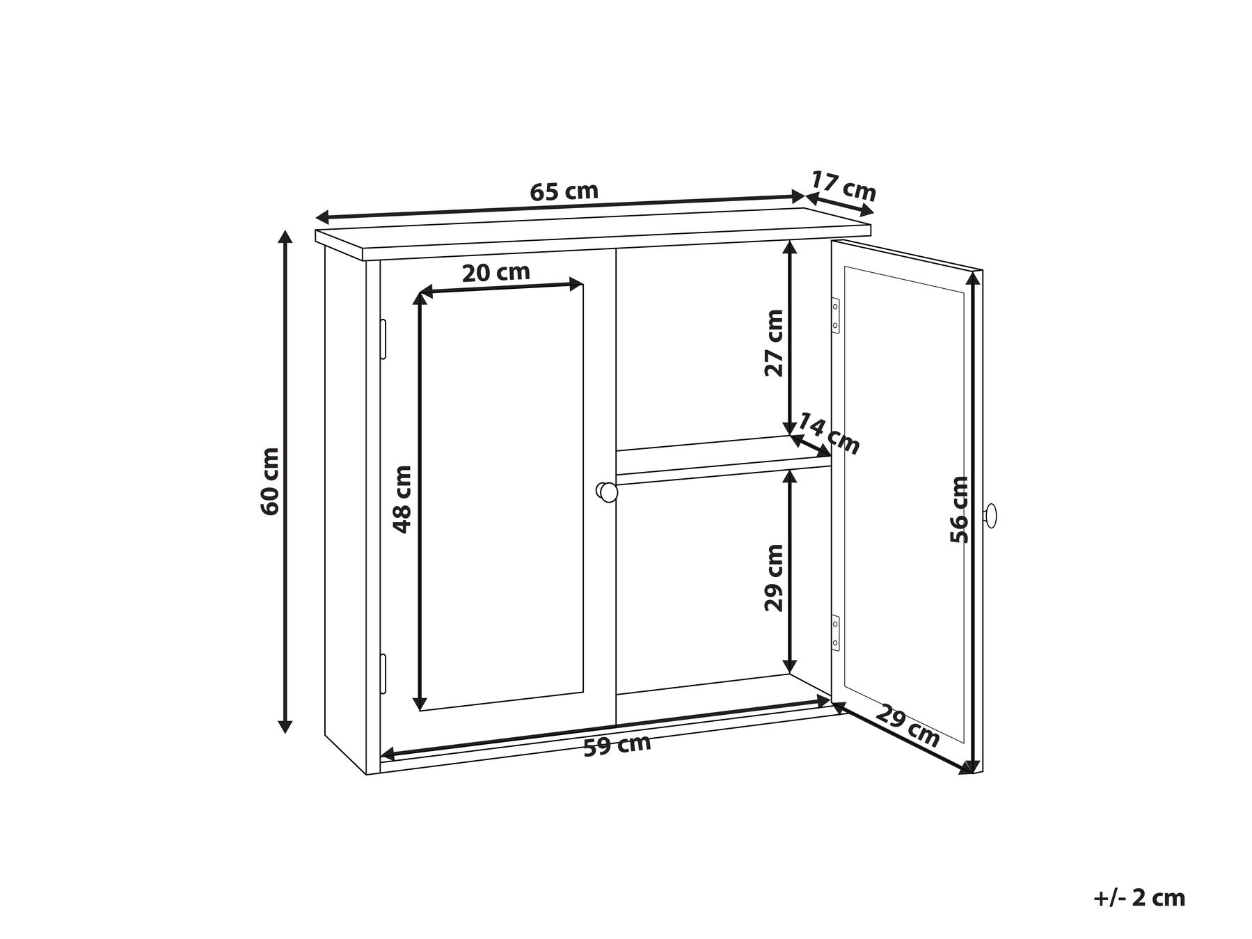 Szafka wisząca łazienkowa z lustrem ALAMOS 65 cm 60 cm Biały_959224