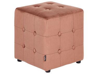 Pouf en velours 36 x 36 cm rose pêche WISCONSIN