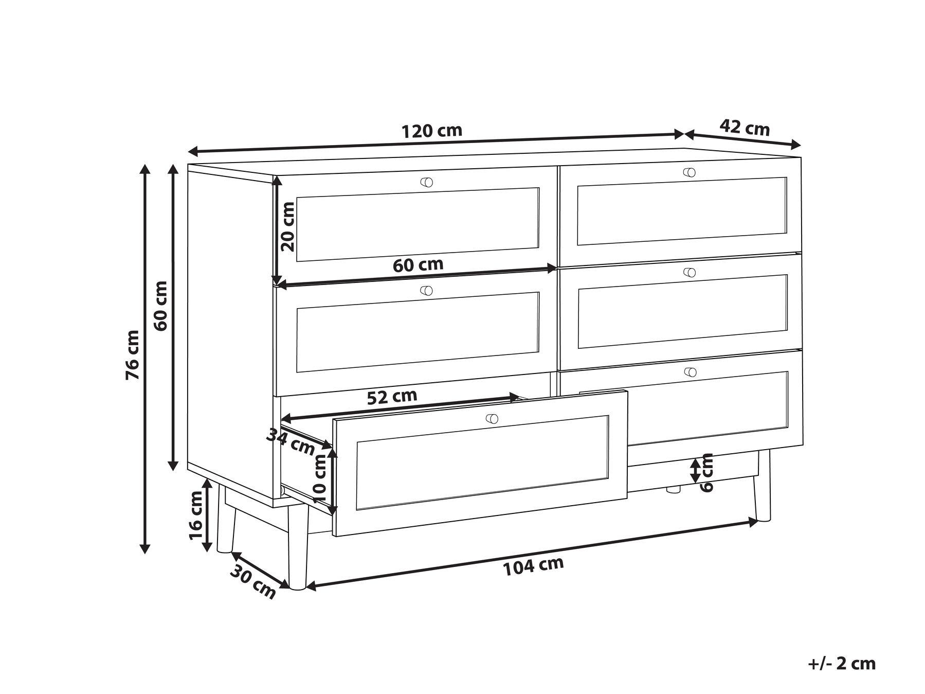 6 Drawer Chest Light Wood NIVO_934153
