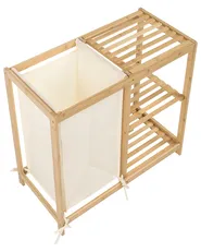 Meuble haut PUILAR 68 cm avec panier à linge Bambou Marron clair_1144372