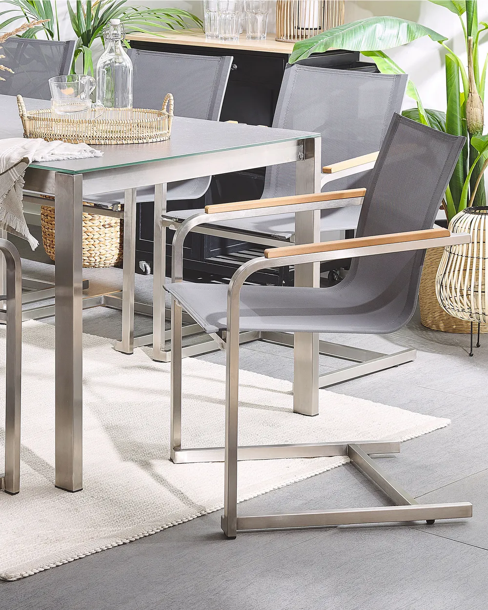 Set of 6 Garden Chairs COSOLETO Stainless Steel Grey_776951