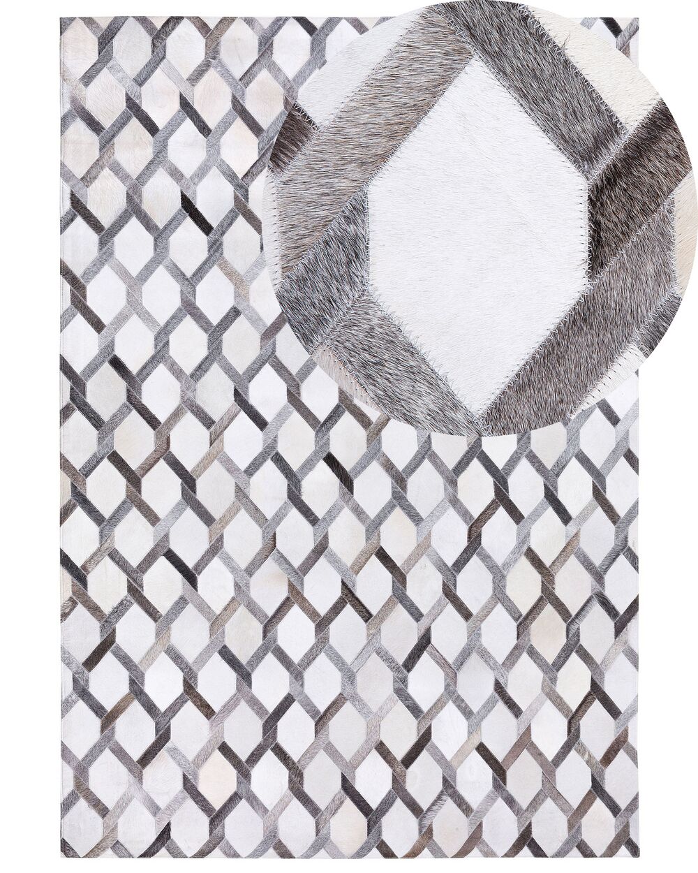 Gulvtæppe AYDIN Grå 140 x 200 cm Ægte læder
