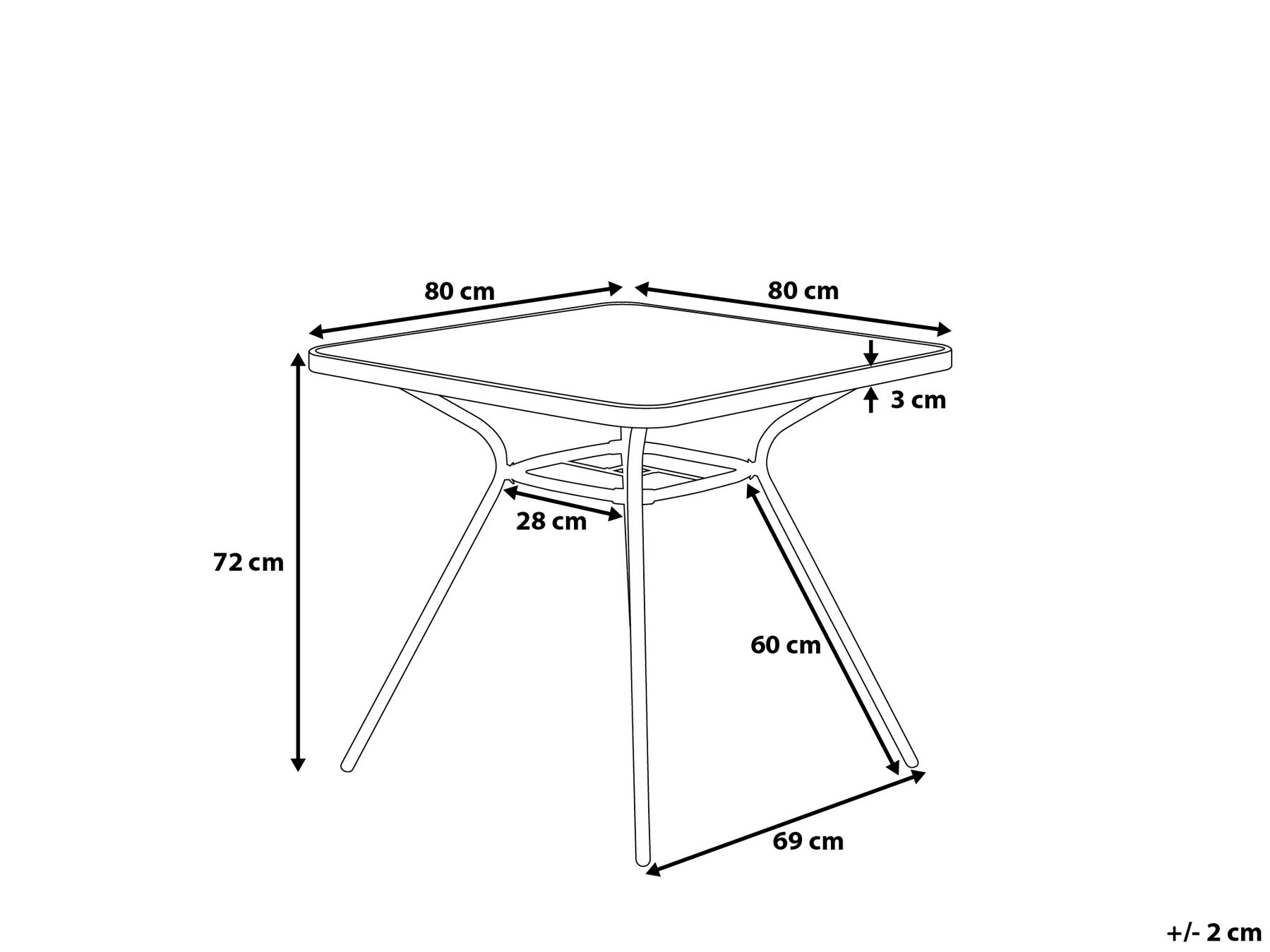 Stolik bistro LIVO 80 cm 80 cm Szkło Czarny_679144