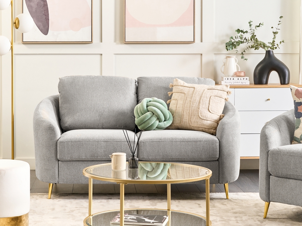 2 Seater Fabric Sofa Grey TROSA Beliani