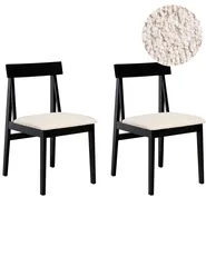 Set of 2 Dining Chairs ISLE Wood Black/ Beige_1006397