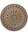 Tapis en jute ⌀ 140 cm beige / noir motif mandala PORSUK_793662