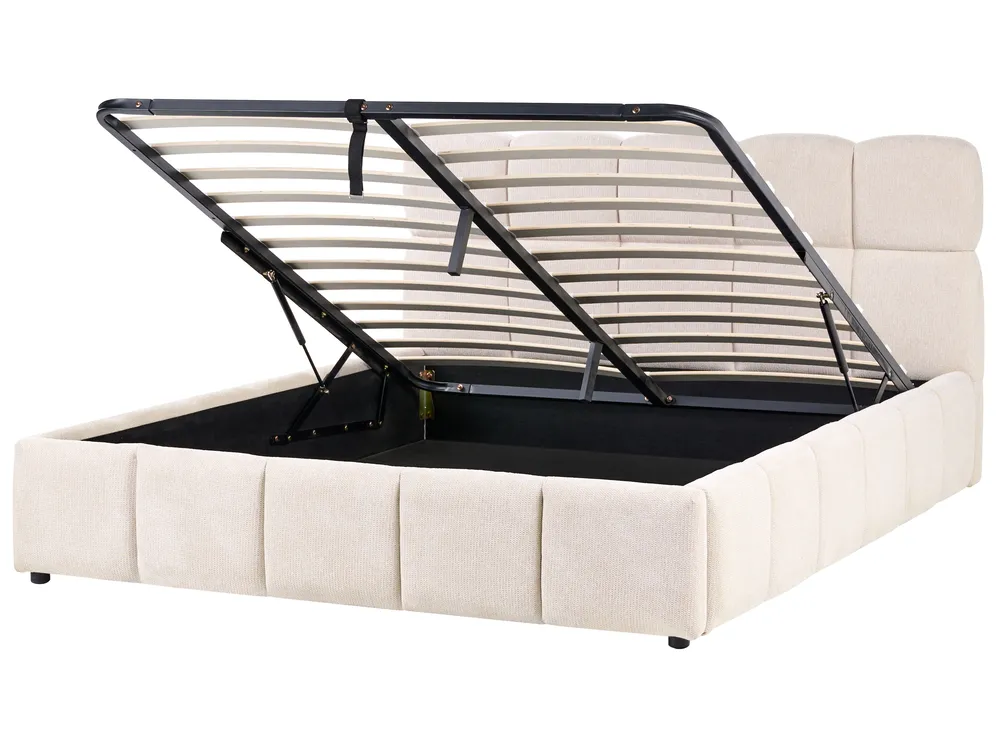 Sommier com arrumação NOYON Tecido Creme claro 160 x 200 cm_1056105