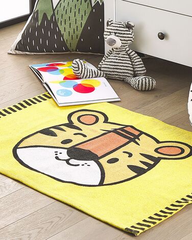 Cotton Kids Rug Tiger Print 60 x 90 cm Yellow RANCHI