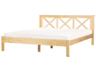 Cama de casal em madeira clara 180 x 200 cm TANNAY