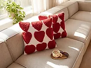 Set of 2 Decorative Cushions MINGORA 45 x 45 cm Cotton Red Heart Pattern_1178857