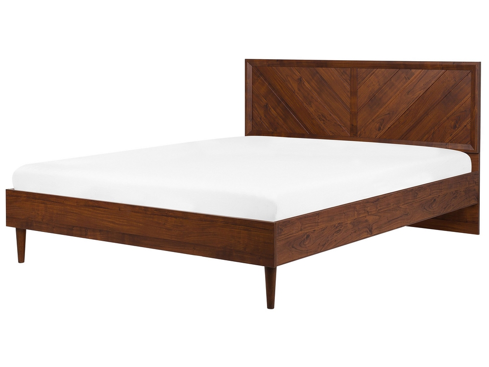 Bed with LED Wood MIALET 180 x 200 cm EU Super King Dark Brown Beliani.pt