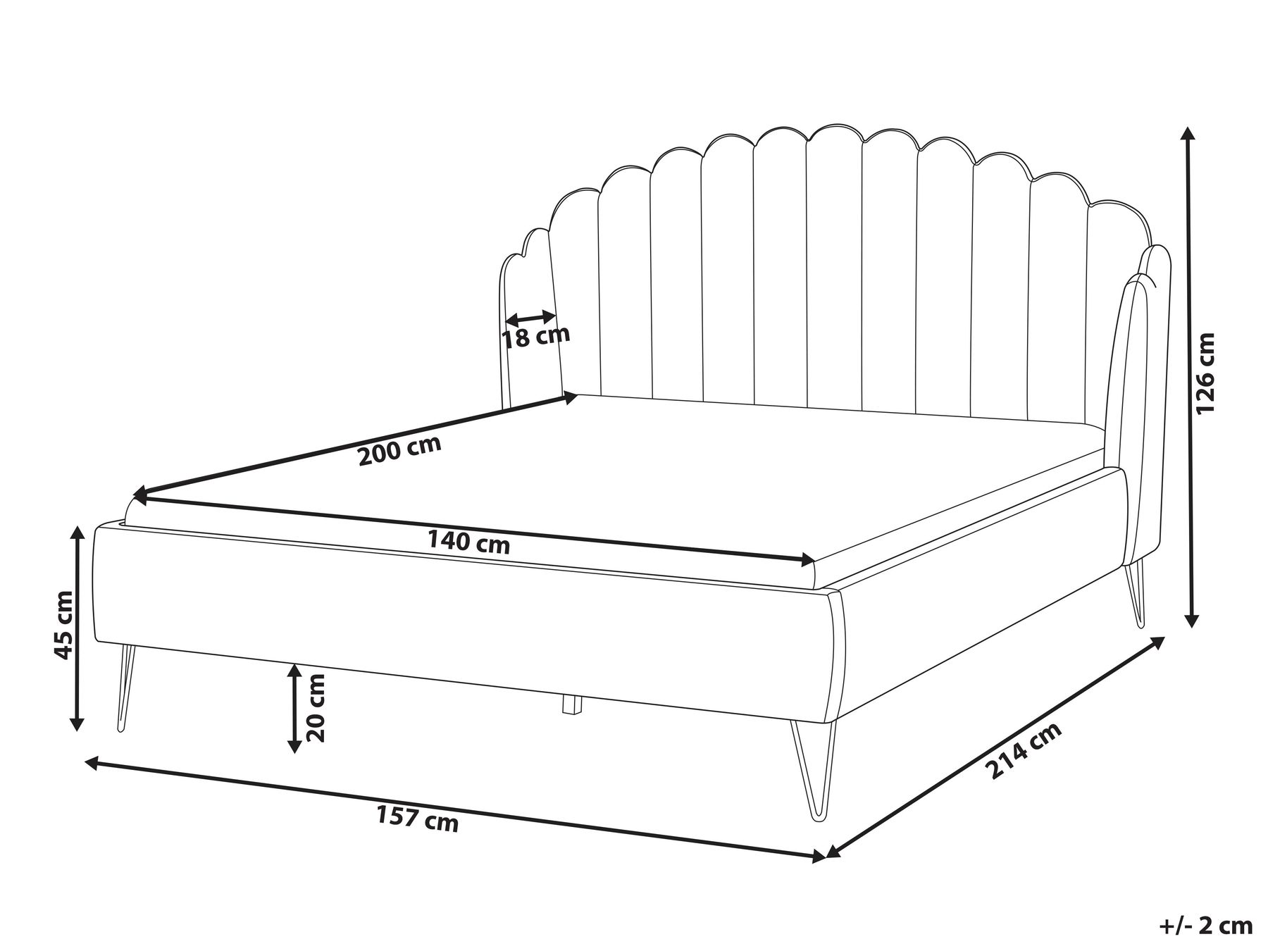 Bett mit Lattenrost Stoff AMBILLOU 140 x 200 cm Hellbeige_873203