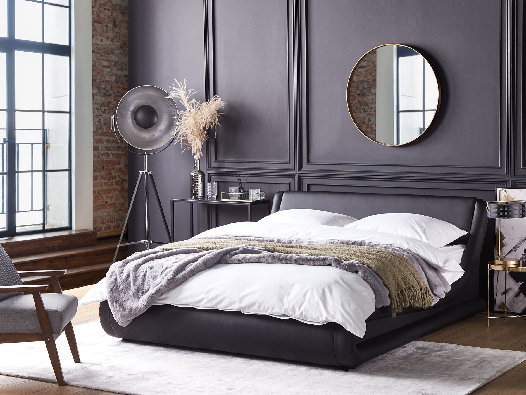 Faux Leather EU King Size Ottoman Bed Black AVIGNON_689700