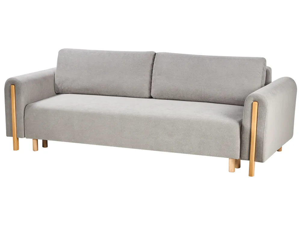 Sofa Bed 3 Seater KVAM with Storage Fabric Grey_1021928