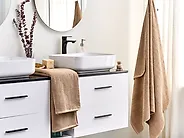 Set di 2 asciugamani MITIARO Tessuto a spugna Beige_1179324
