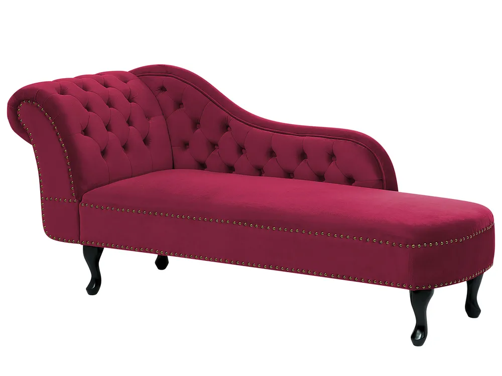 Chaise longue versione sinistra NIMES Velluto Bordeaux