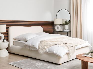 Boucle EU King Size Ottoman Bed White BLAGNAC