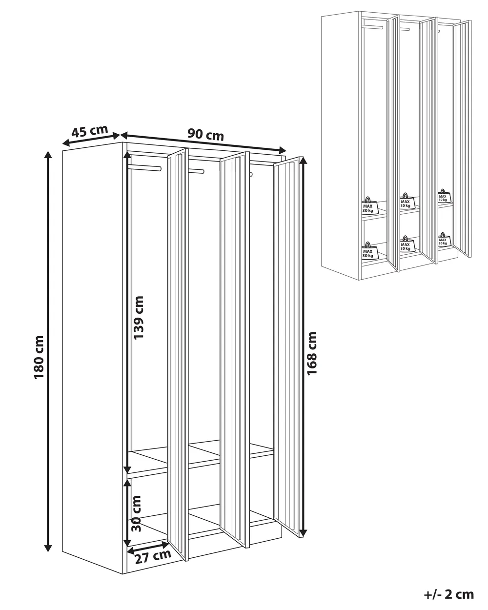 3-Door Storage Locker ATHLETE Metal Grey/ White_1011890