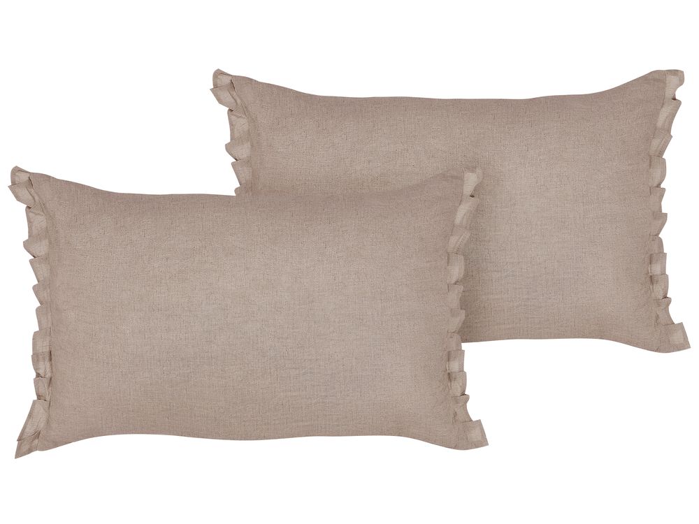 Dekokissen 2er Set SASSAFRAS 30 x 45 cm Leinen Hellbraun Ohne Muster