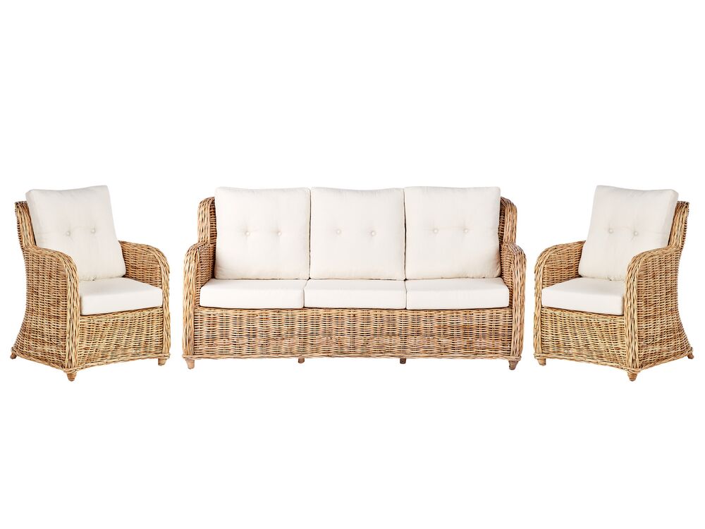 5 Seater Rattan Garden Sofa Set Natural ALESSANO Beliani