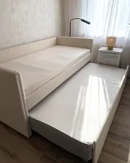 Trundle Bed Boucle TROYES 90 x 200 cm (EU Single) Light Beige_1022714