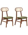 Set of 2 Dining Chairs FALLON Wood Brown/ Green