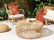 Outdoor Couchtisch RANDAZZO 85 cm 85 cm Rattan Hellbraun_1182445