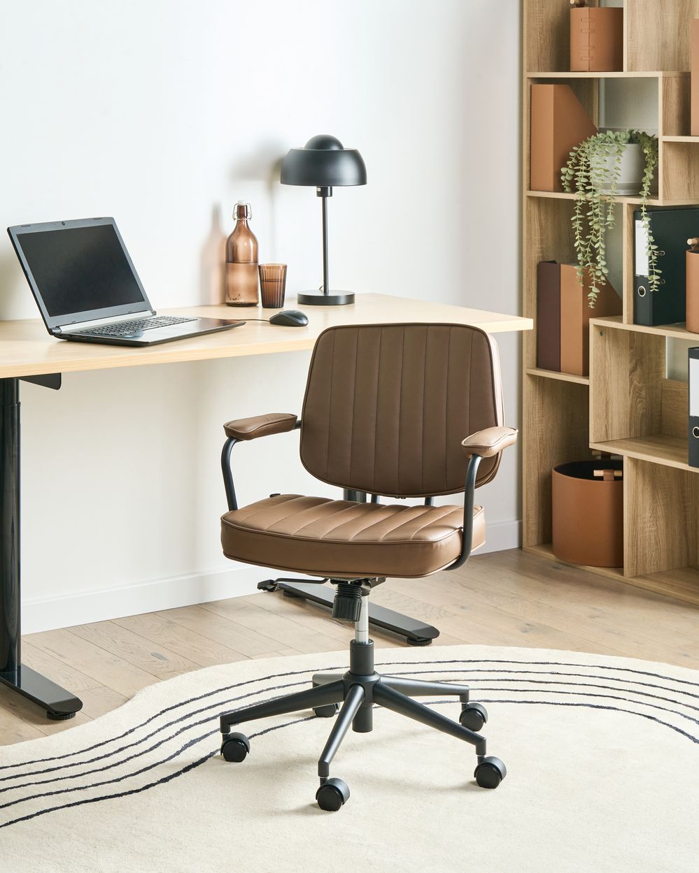 Chaise de bureau BERNE Cuir PU Marron