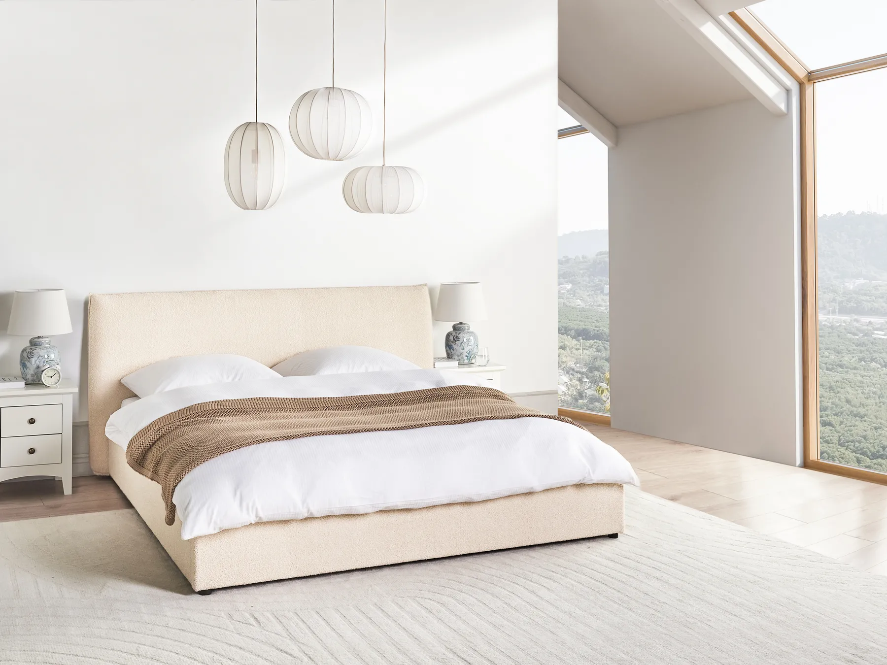 Ottoman Bed LAVAUR Boucle Beige 180 x 200 cm (EU Super King)_966040